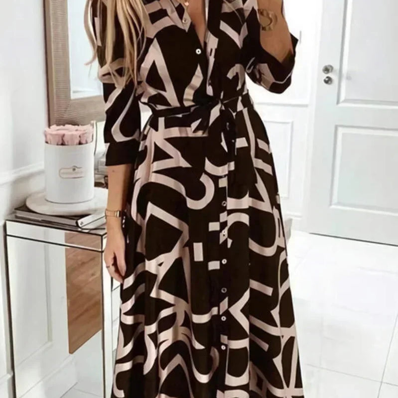 Dresses for Women Long Sleeve Prom Elegantes Spring Autumn Party Evening Dress Fashion Print Clothing Vestidos Para Mujer