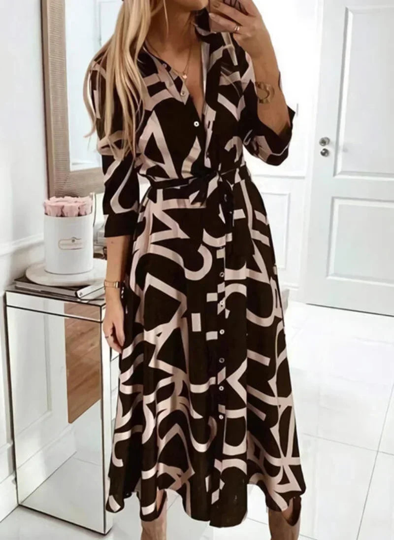 Dresses for Women Long Sleeve Prom Elegantes Spring Autumn Party Evening Dress Fashion Print Clothing Vestidos Para Mujer