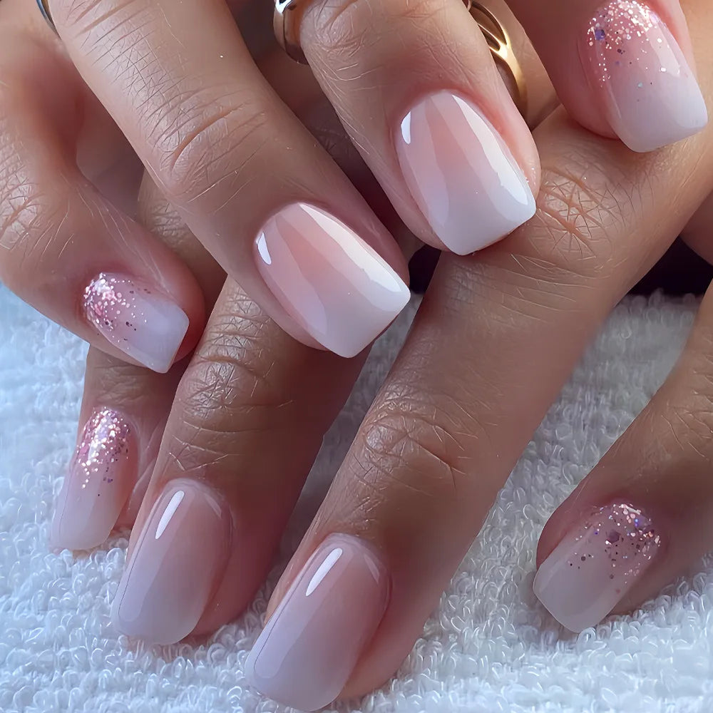 24pcs Press on Nails Square Flower False Nails Wearable Stick-on Nails Fake Nail Uñas Postizas Mujer Накладные Ногти 네일팁