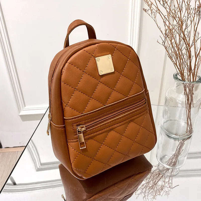 Mini Backpack for Women PU Leather Multifunction Crossbody Bag Ladies Phone Pouch Pack Luxury Brand Shoulder Bag Messenger Bags brown