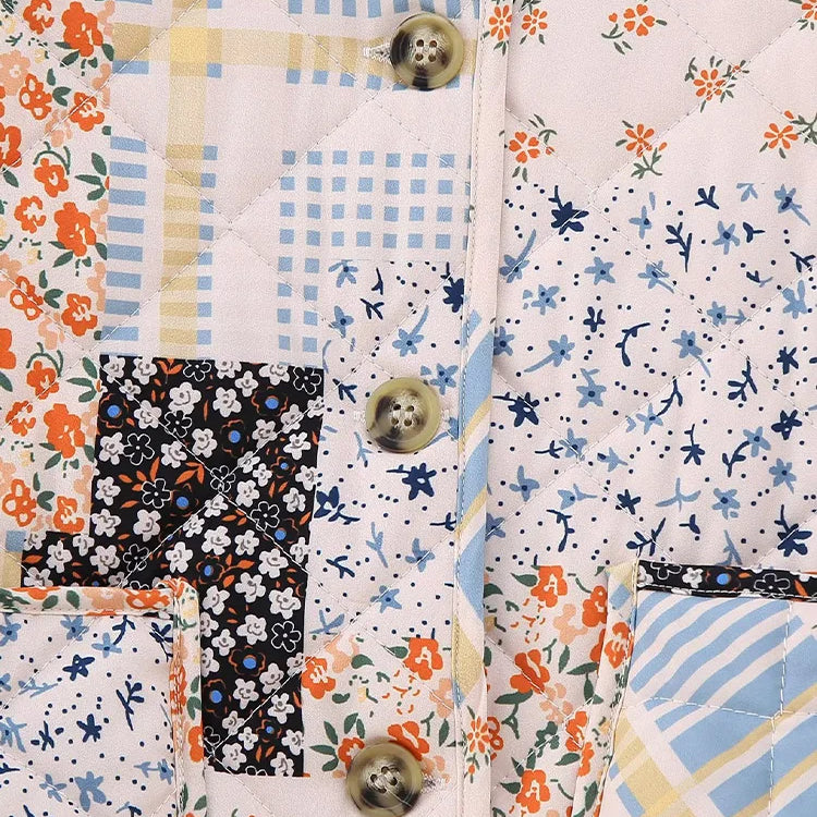 Willshela Women Fashion With Pockets Printed Single Breasted Jackets Vintage O-Neck Long Sleeves Female Chic Lady Outfits