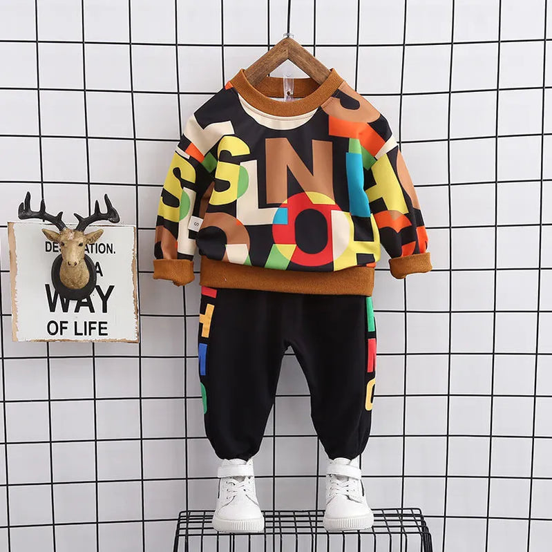 Spring Autumn Baby Girl Clothes Boys Outfits Children Casual T-Shirt Pants 2Pcs/Sets Toddler Sports Costume Kids Tracksuits Brown