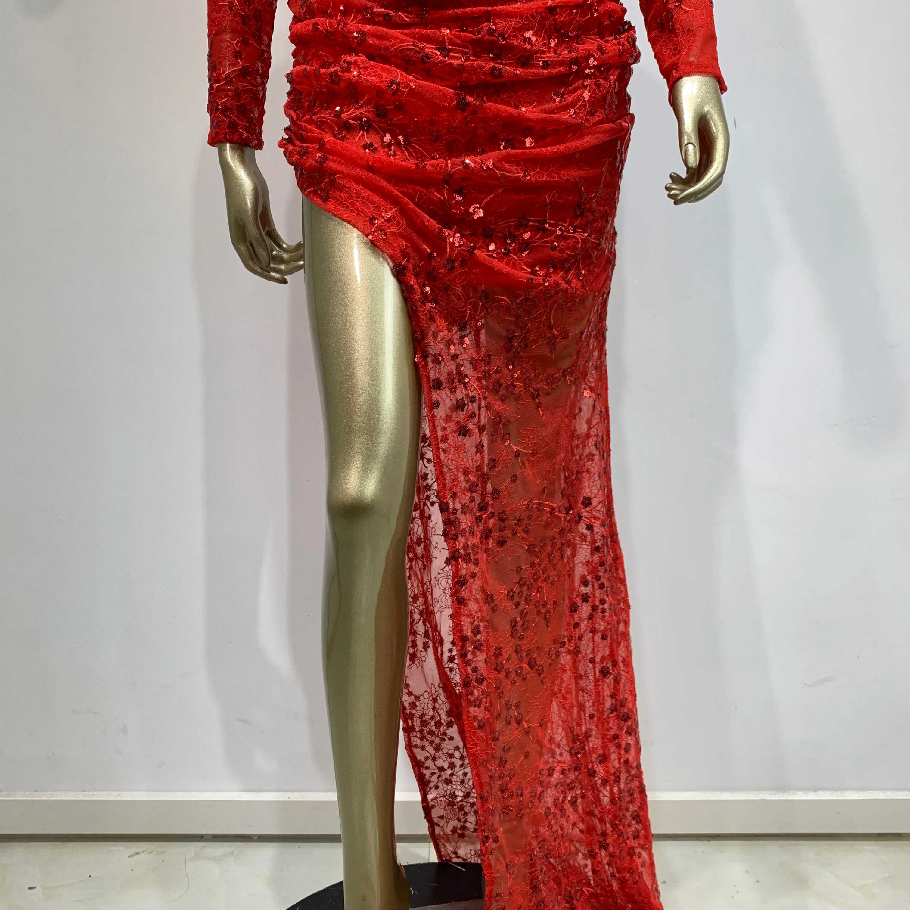Women Summer Sexy Off Shoulder Lace Sequins Red Maxi Long Bodycon Dress 2024 Elegant Evening Party Club Dress Vestido