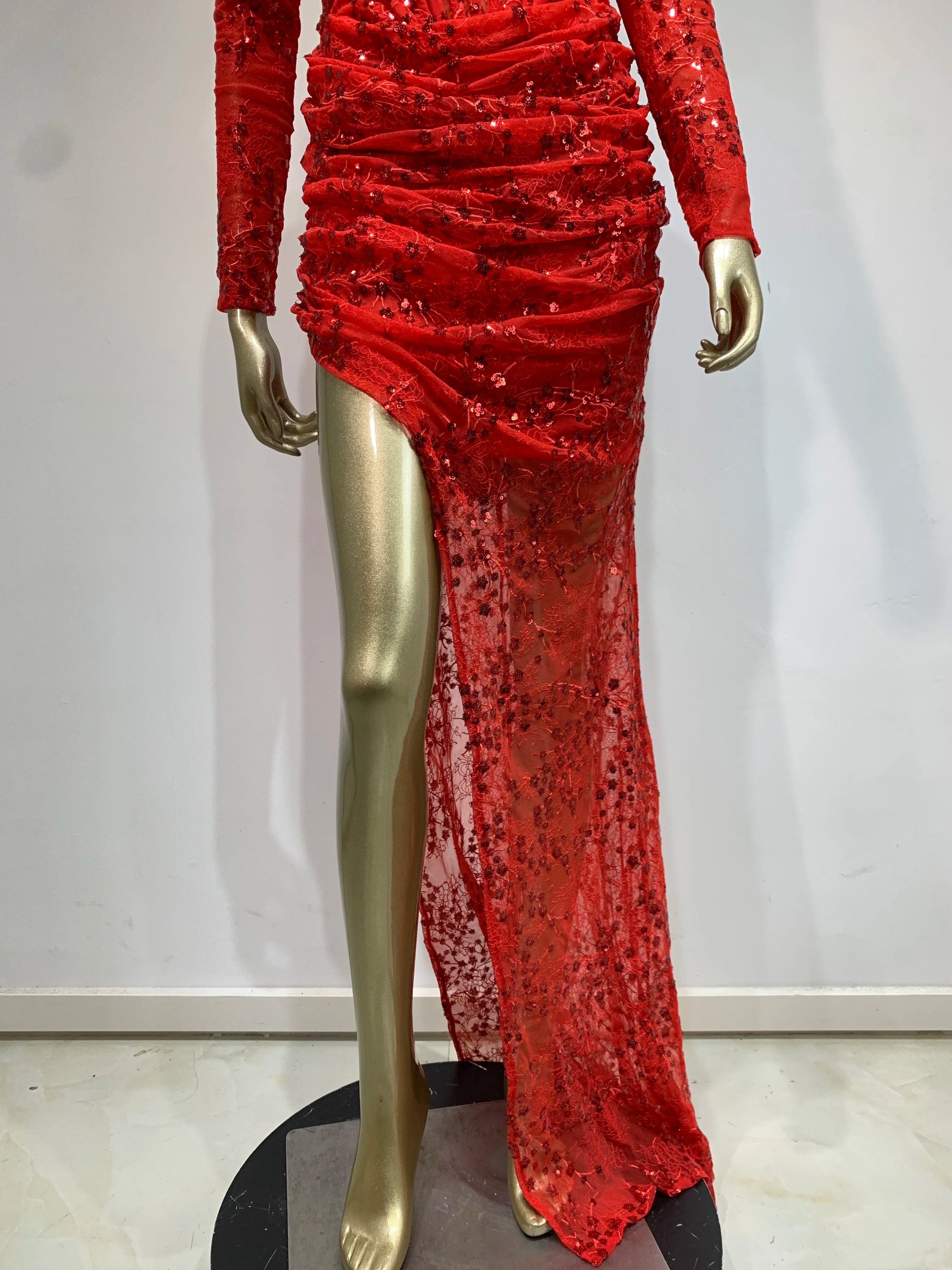Women Summer Sexy Off Shoulder Lace Sequins Red Maxi Long Bodycon Dress 2024 Elegant Evening Party Club Dress Vestido