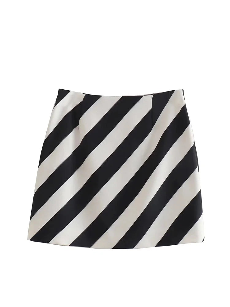 TRAF Stripes Short Skirt Women 2022 Fashion Office Lady High-waisted Mini Skirt Woman Summer Clothing Elegant Female Skirts Set