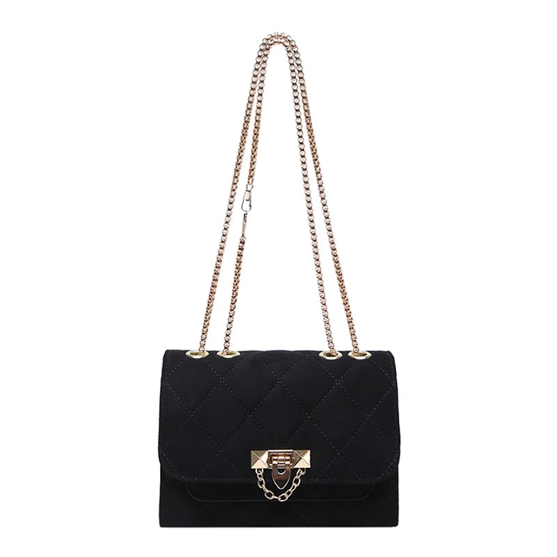 Imitation Suede Women Chain Shoulder Bags Solid Color Flap Bag New Female Small Underarm Bag Fashion Commute Crossbody Bag