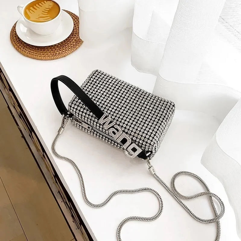 Hobo-bag Female Clutch Women Diamond Design Brand Luxury designer Shoulder Bags womens Handbag Leather PU Shiny Messenger Bag