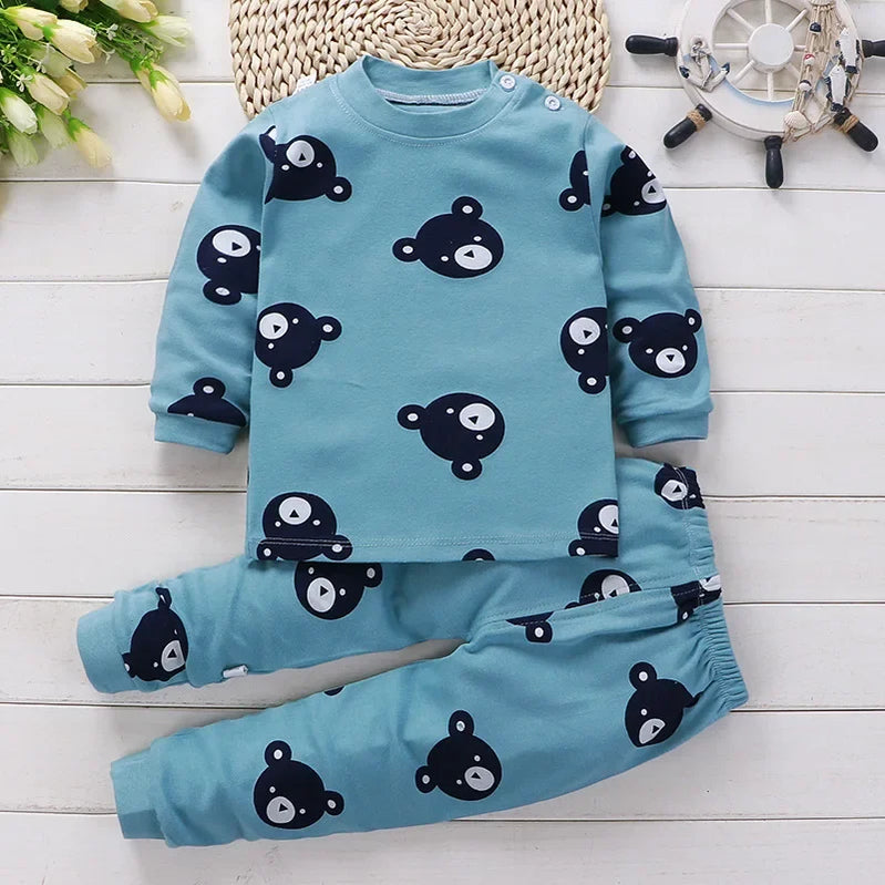 Children Sets Kids Clothes Boys Girls Suit Pajamas Children Clothinng Pants Cartoon Autumn Winter Sleepwear Outfits Cotton