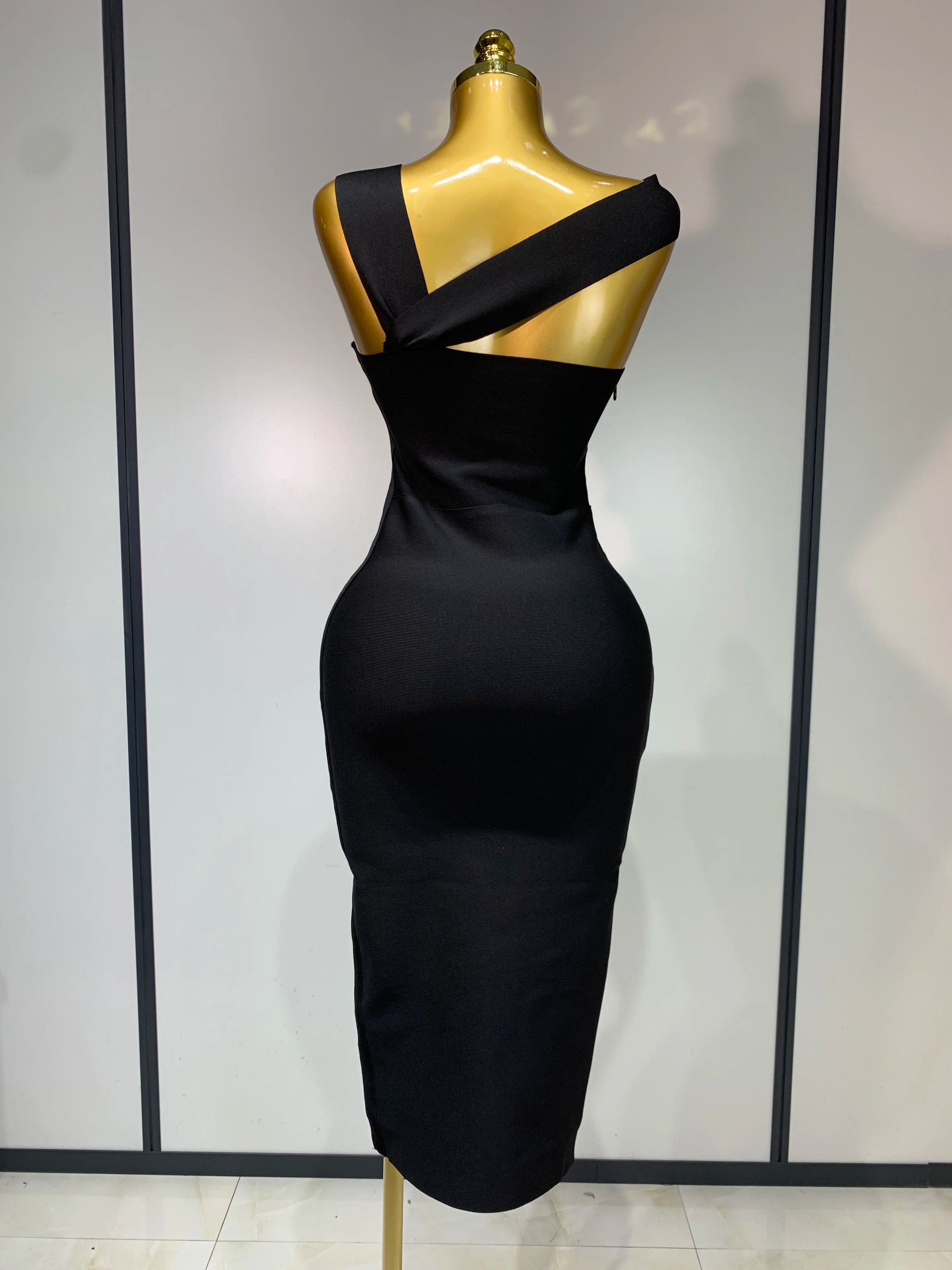 Bandage Dresses for Women 2025 Black Bodycon Dress Evening Party Celebirty Elegant Sexy Cut Out Midi Birthday Club Dresses