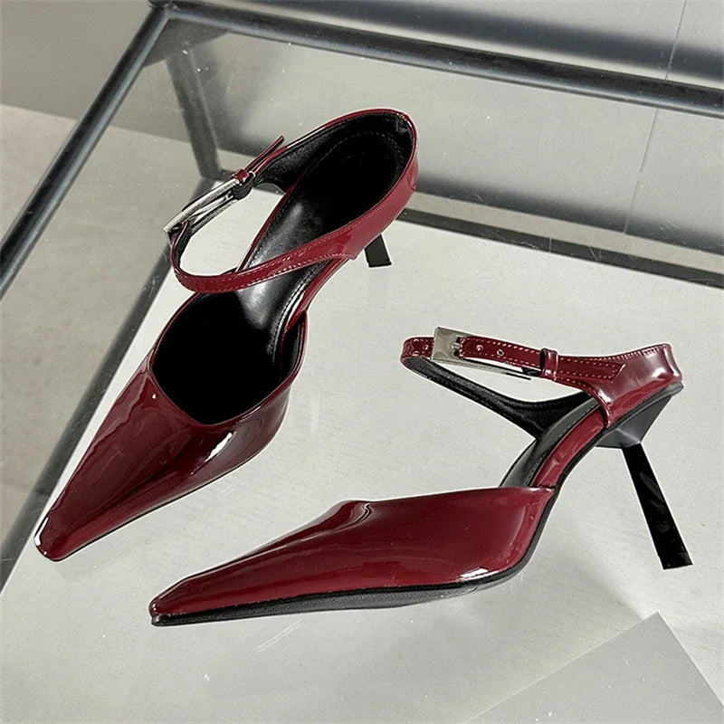 Eilyken Design High Heels Woman Pumps Buckle Strap Mules Slippers Sexy Pointed Toe Wedding Banquet Female Shoes