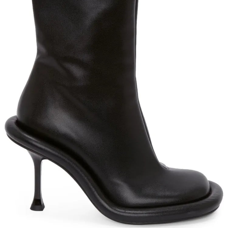 Spring and Autumn Women's New Slender High Heel Denim Short Boots Round Head Side Zipper Fashion Women's Ankle Boots 296 Black