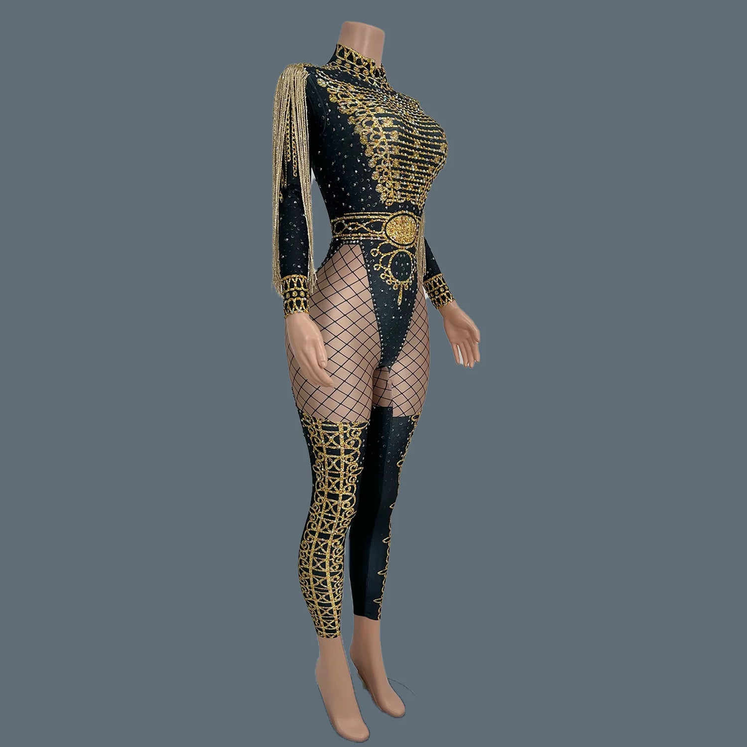 Sexy Women Jumpsuit Party Dress-up Stage Performance Costume Nightclub Show Bodycon Jumpsuit Elastic Spandex Dance Wear Napolun