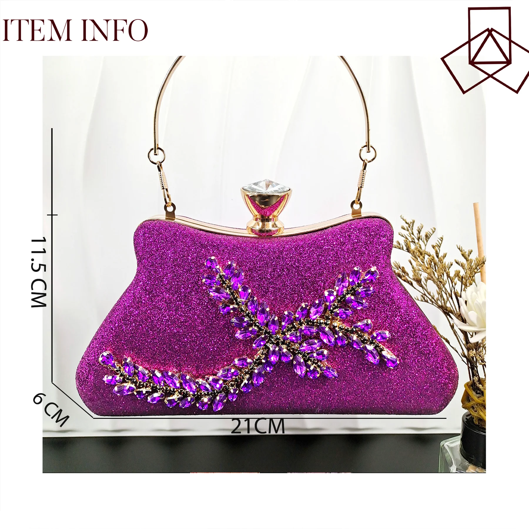 Party Bag With Diamond Design Fashion Ladies Bag Rhinestone Embellished Long Chain Shoulder Bag As Picture 3 (20cm<Max Length<30cm)