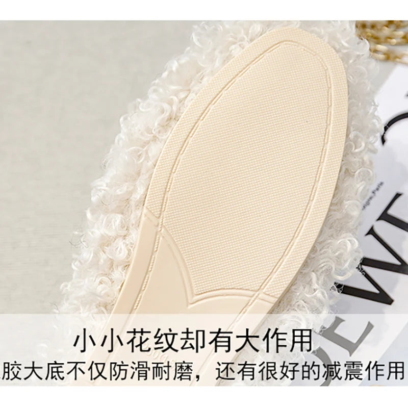 women's winter plush slippers Fashion round head design flat shoes Outdoor and Office and Home Large size 41-43 free delivery