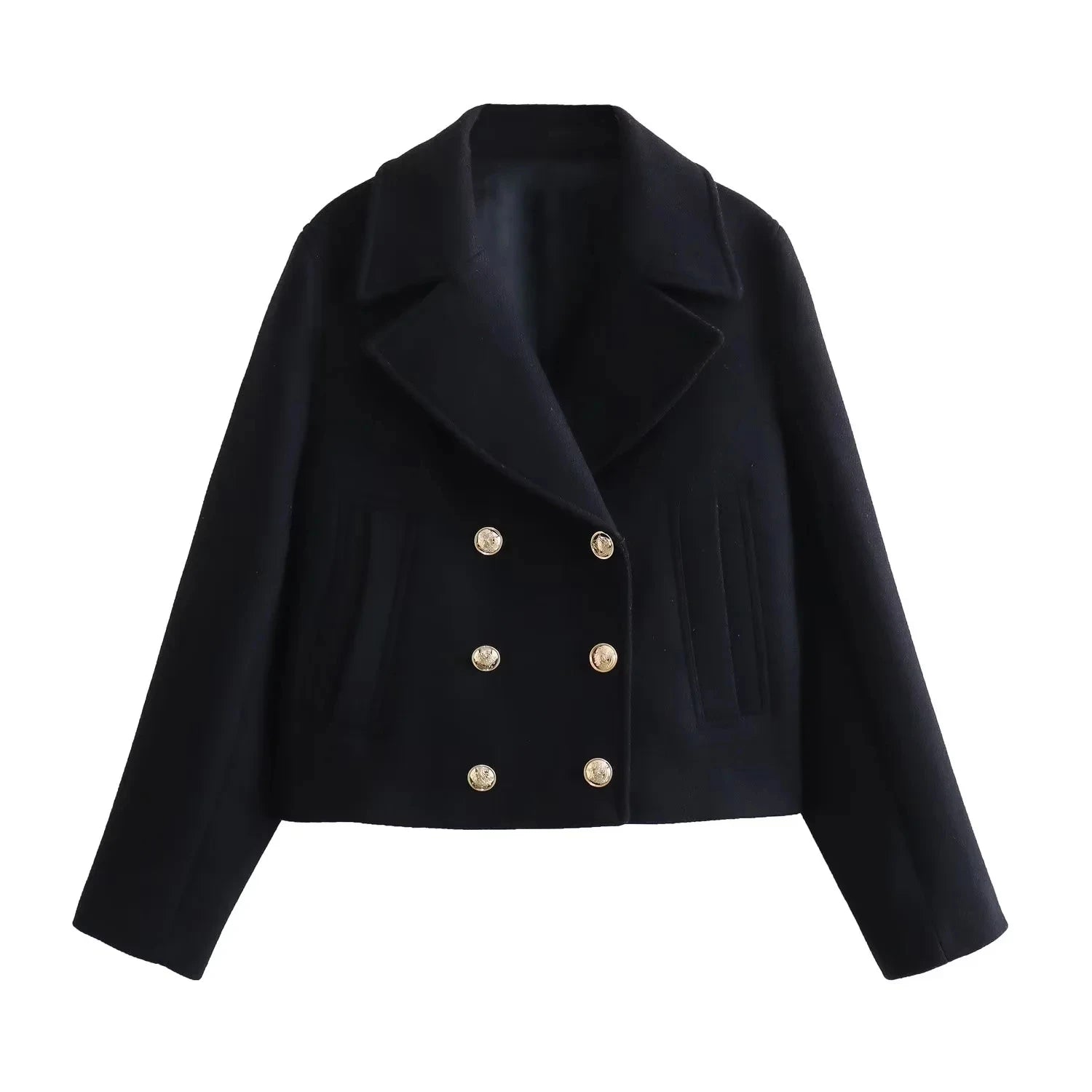 Autumn Winter Women Casual Double Breasted Jackets Fashion Office Lady Loose Solid Elegant Demi-season Short Jackets