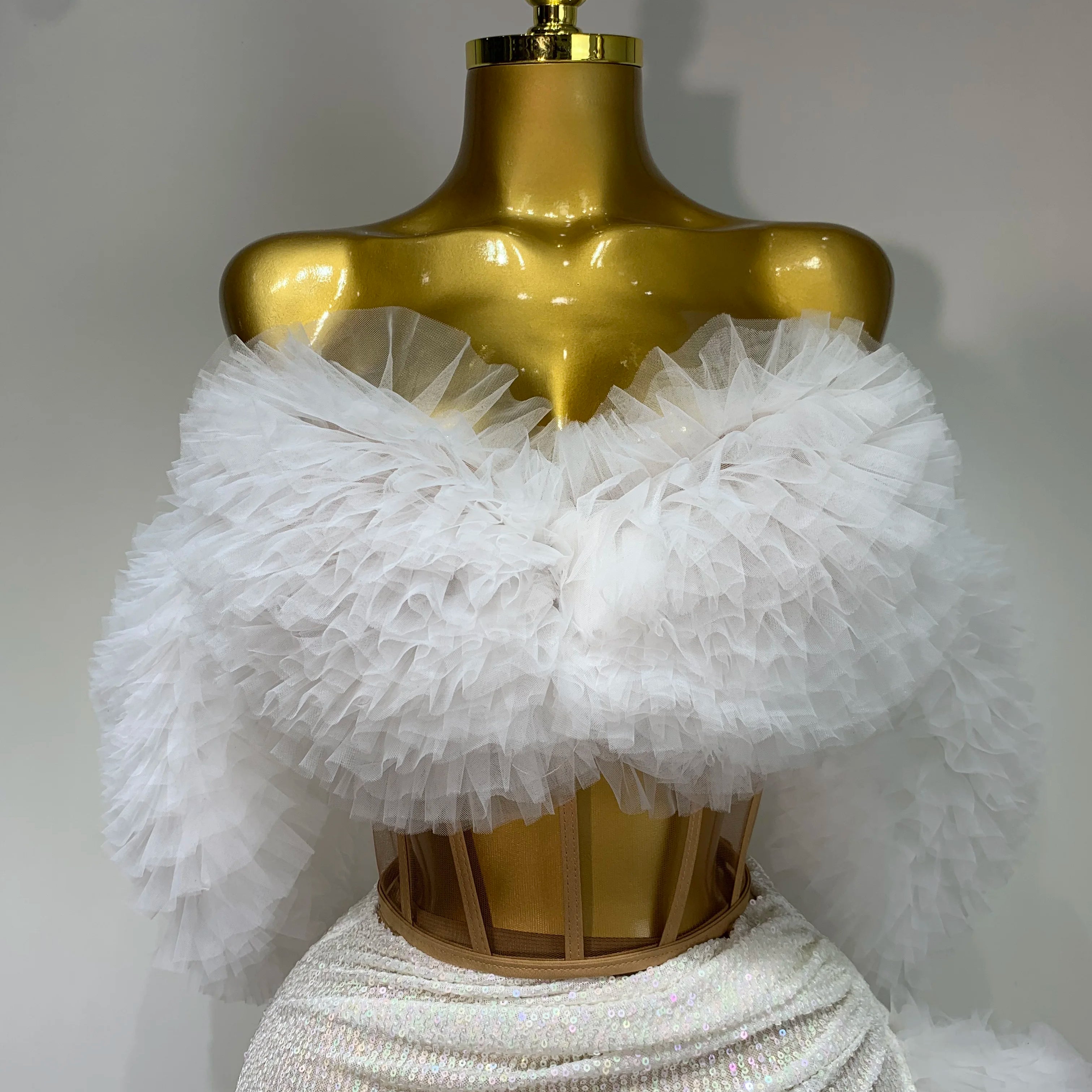 Women Elegant Sparkly Sequins Top Long Skirt Two Pieces Set Evening Party Luxury Birthday Nightclub Singer Dancer Stage Outfit