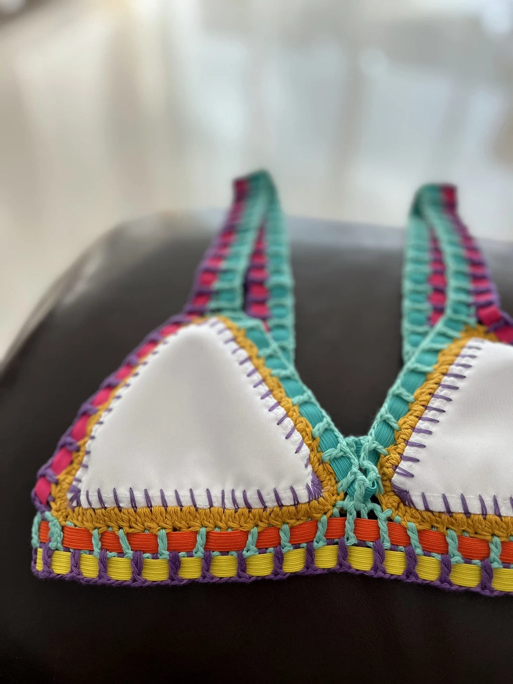 Women White Mulit Handmade Crochet Bikini Set Sexy Boho Swimwear Brazil Reversible Crochet Swimsuit Cute Bathing Suit Beachwear