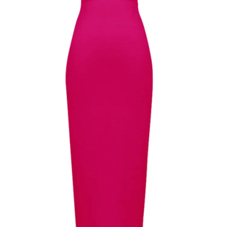 Women Candy Color Sexy Neon Green Pink Orange Yellow Pink Midi Knee Length Bandage Skirt Designer Pencil Skirt Faldas 78cm