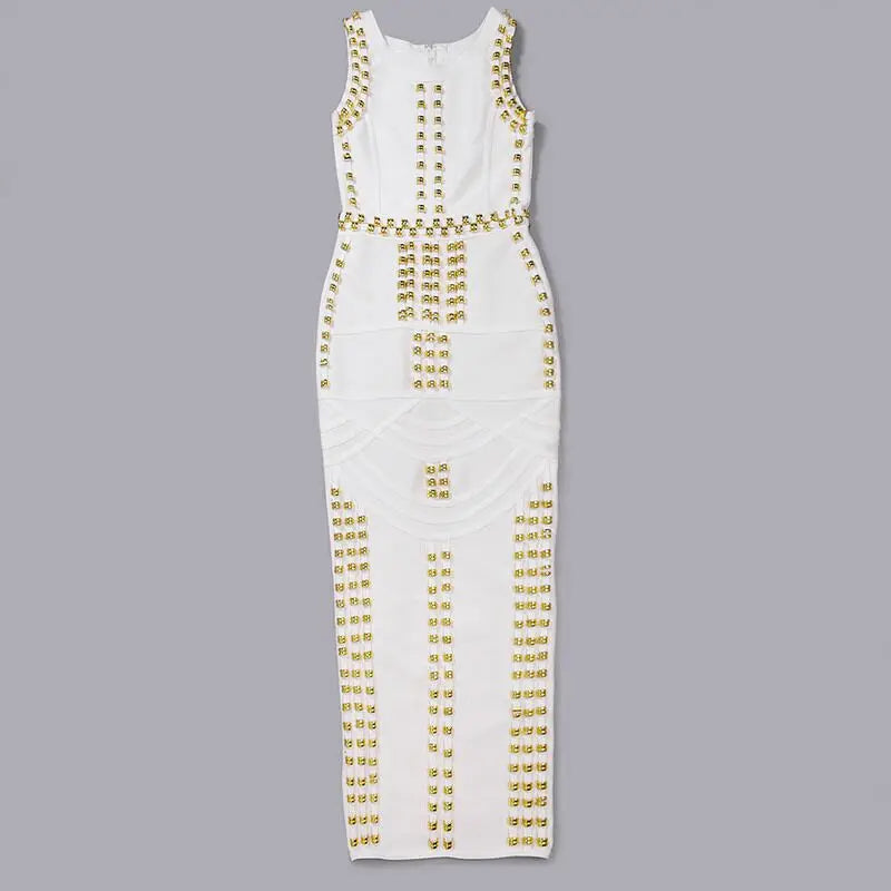 Robe moulante longue et élégante en rayonne, dos nu, sans manches, pour femme, tenue de soirée sexy ornée de diamants, nouvelle collection 2023