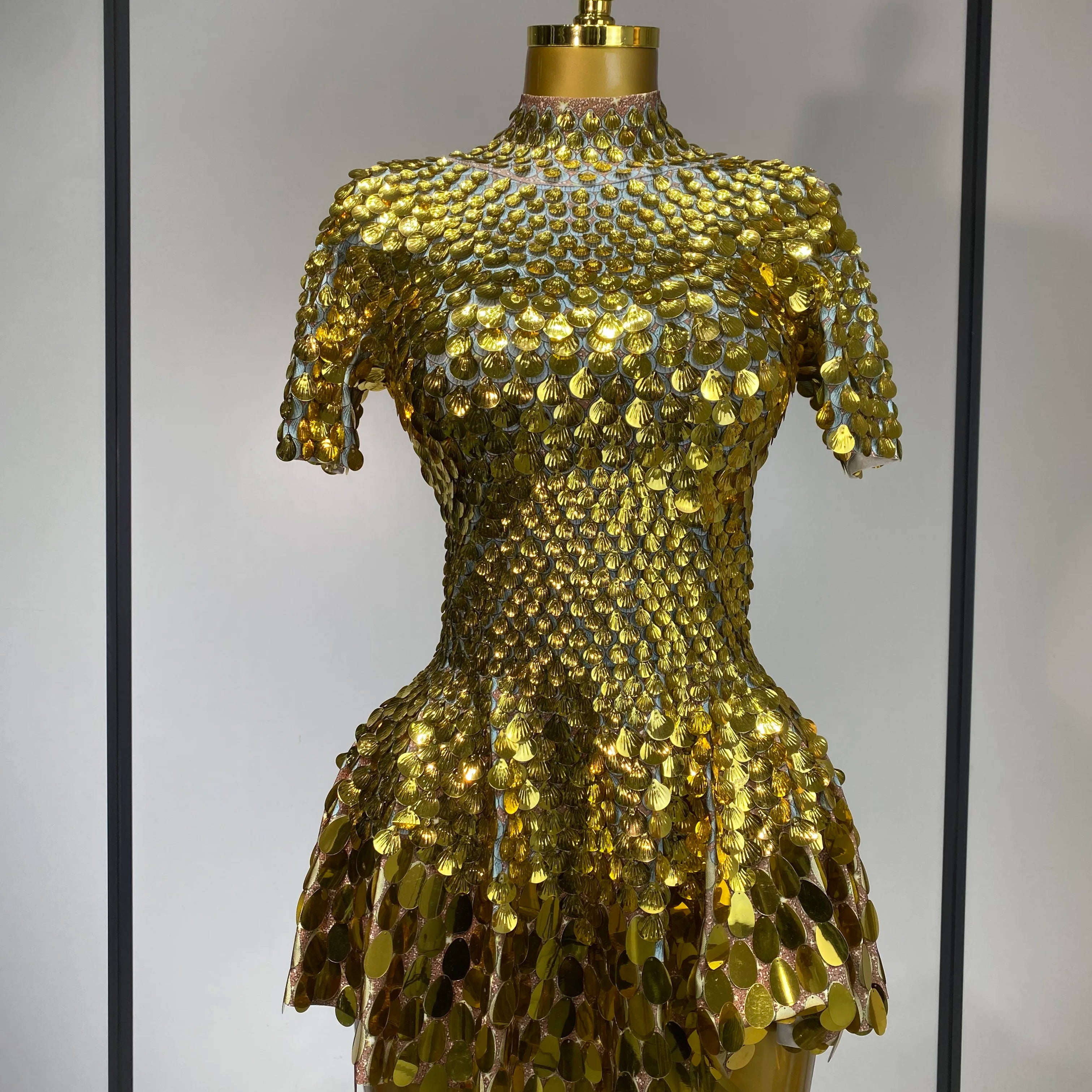 Sparkly Sequins Luxury Birthday Party Gown Short Dress Dancer Stage Performance Wear Women Sexy Nightclub Dress Festival Outfit