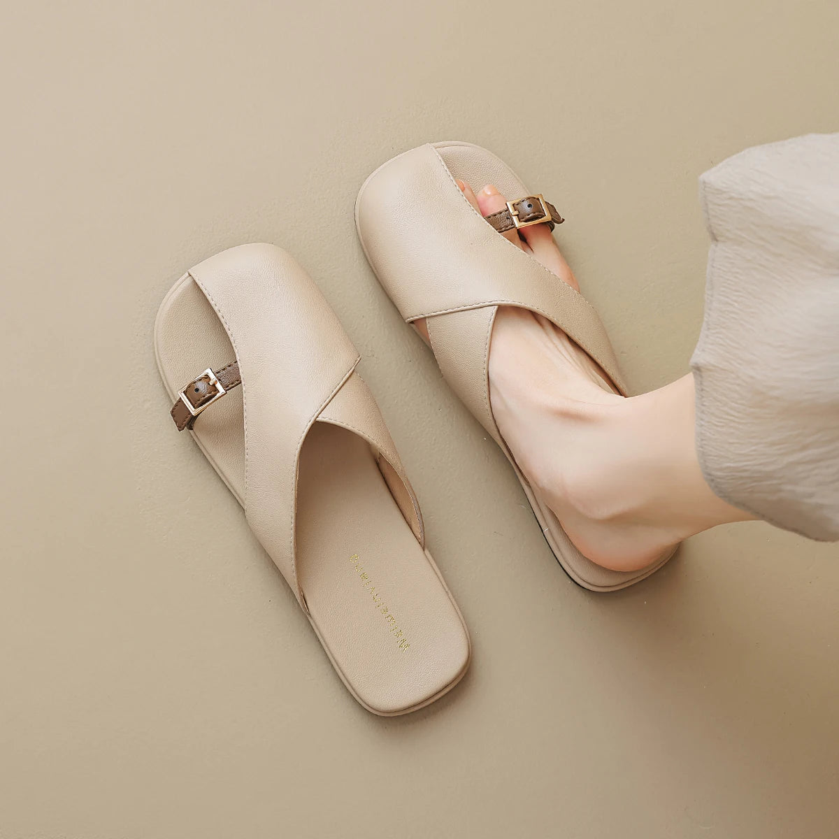 Summer Women's Outdoor Slippers Korean Style Fashion Flat Shoes Women's Casual Mary Jane Mules