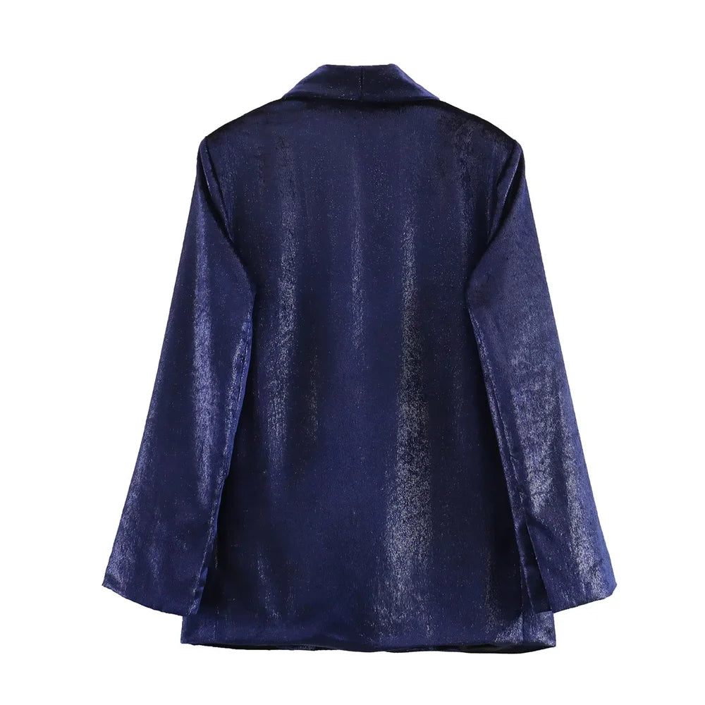 Zach Ailsa 2024 early spring new women's minimalist temperament solid color long sleeved slim fit velvet suit jacket