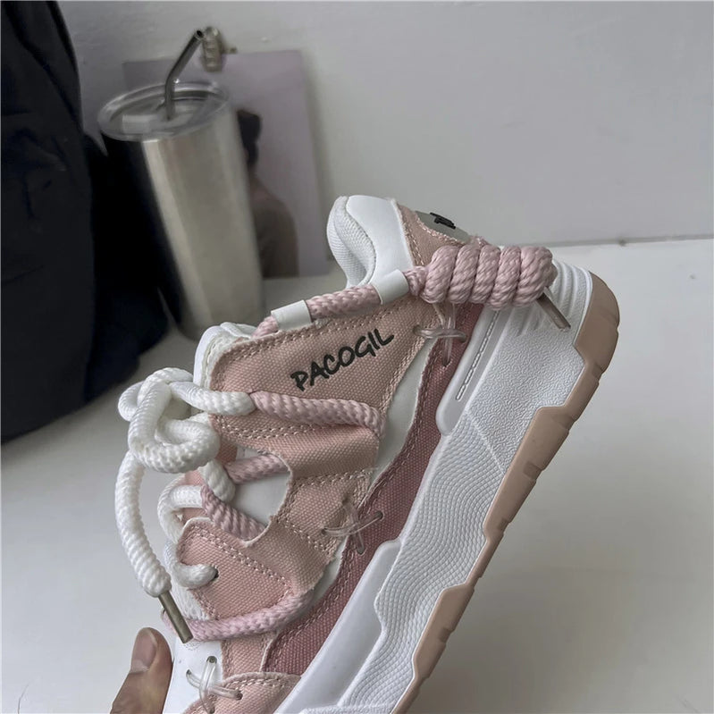 Women's Sneakers Vulcanized Shoes Winter Fashion Protective Platform Shoes Non-slip Rope Decoration Comfortable Women's Shoes