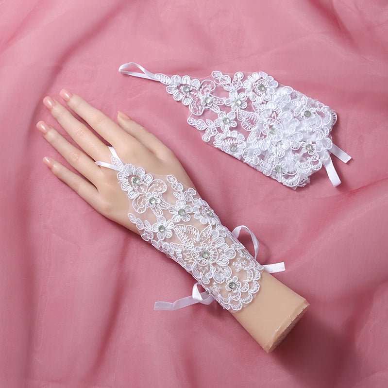 Bridal Wedding Gloves Short Tulle/Cotton Women's Party Prom Wedding Dress Accessories ST-0066-A CHINA