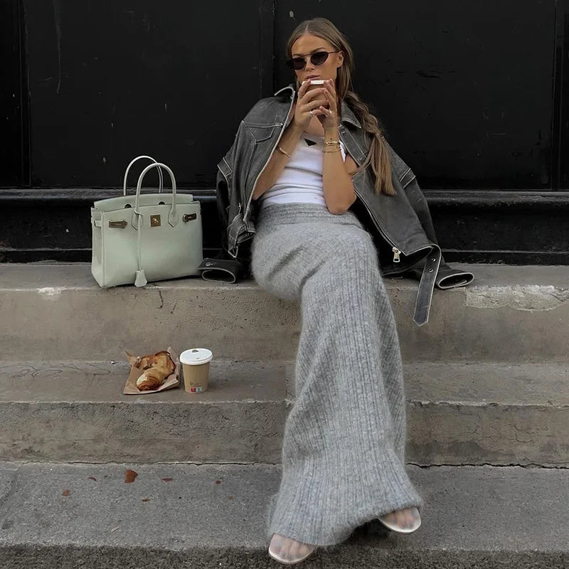 Lygens Knitting Elegant Bodycon Solid Stretchy High Waist Women'S Skirts Winter Wholesale Streetwear Korean Y2K Fashion Clothes