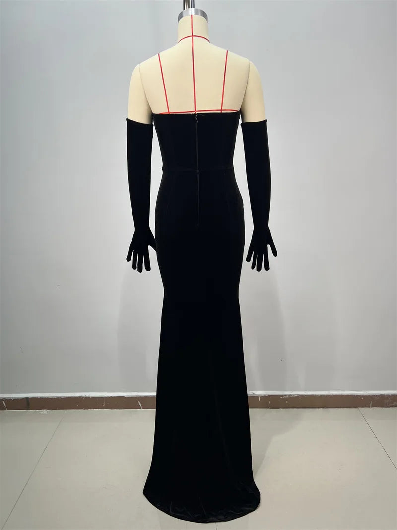 Luxury Diamonds Sexy V-Neck Strapless Package Hips Bandage Dress Fashion Woman Evening dress Celebrity Cocktail Party Outfit