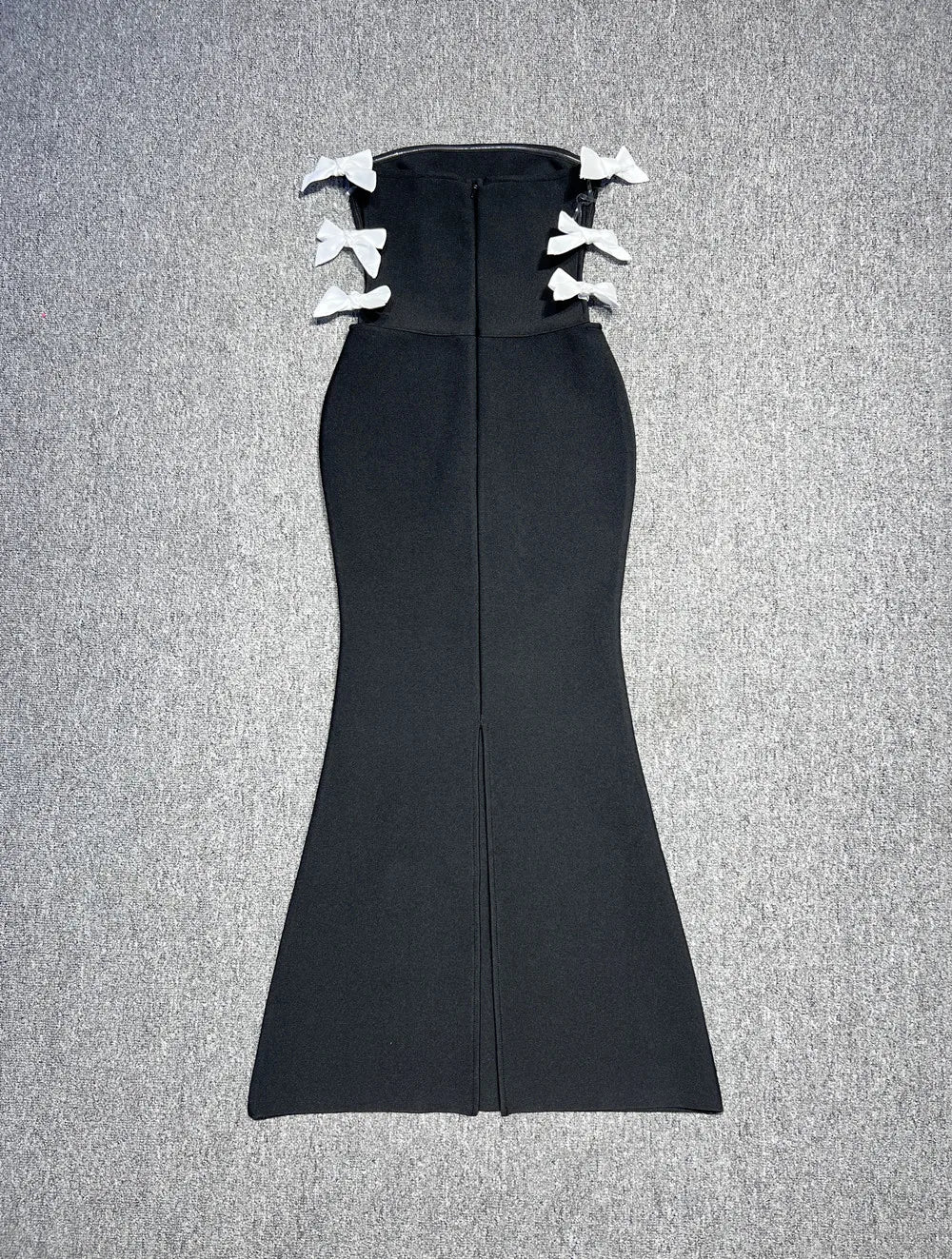 High Quality Women Sexy Strapless Side Bow Bodycon Long Bandage Dress Celebrate Birthday Party Evening Dress Outfit