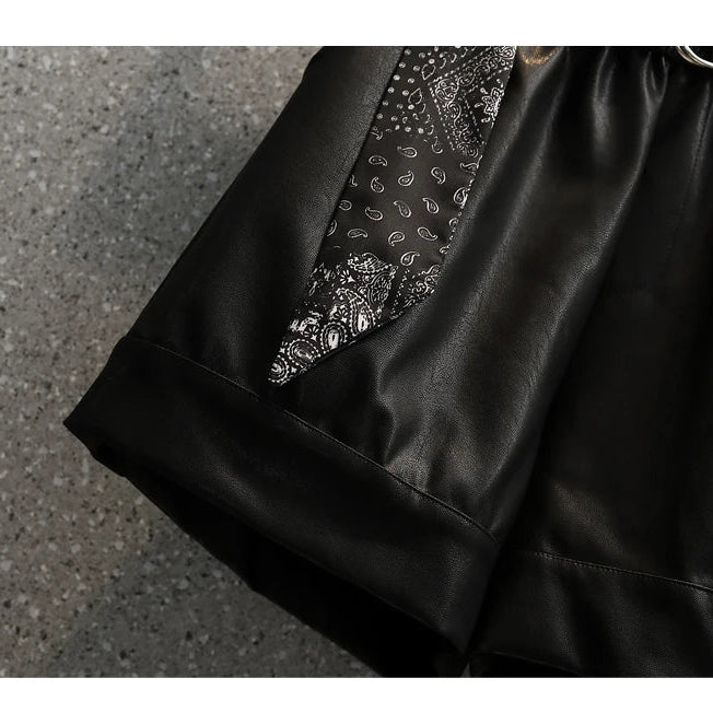 Plus Size Y2K PU Shorts For Women Loose Casual Elastic Waist Leather Mini Shorts Pant Female Large 3XL 4XL Clothing Free Ship