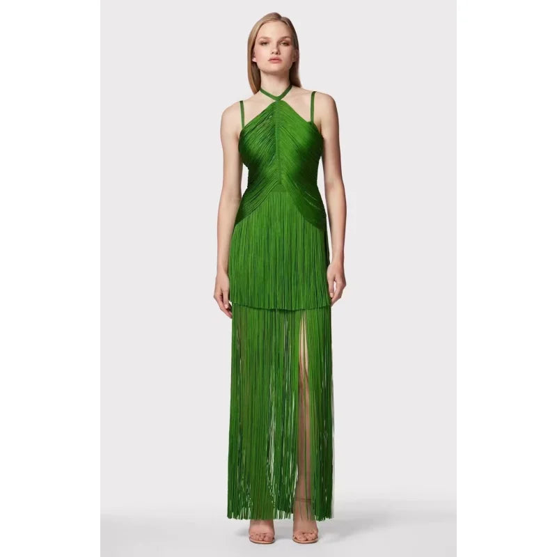 STOCK High Quality Super Shining Diamond Tassel Sexy V-Neck Mini Dress Fashion Woman Birthday Party Outfit Performance Costume