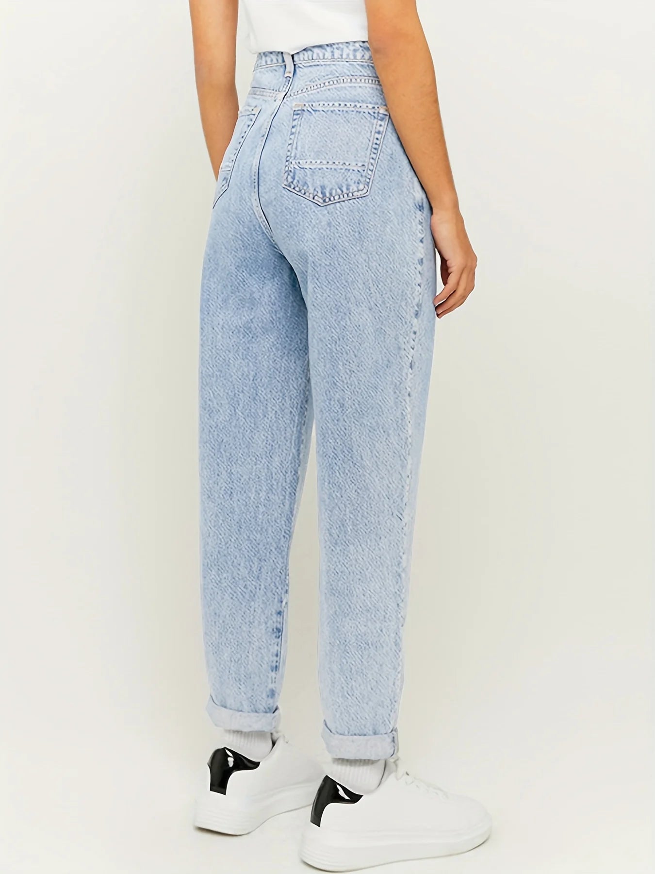 Women's Blue High Waist Straight Jeans