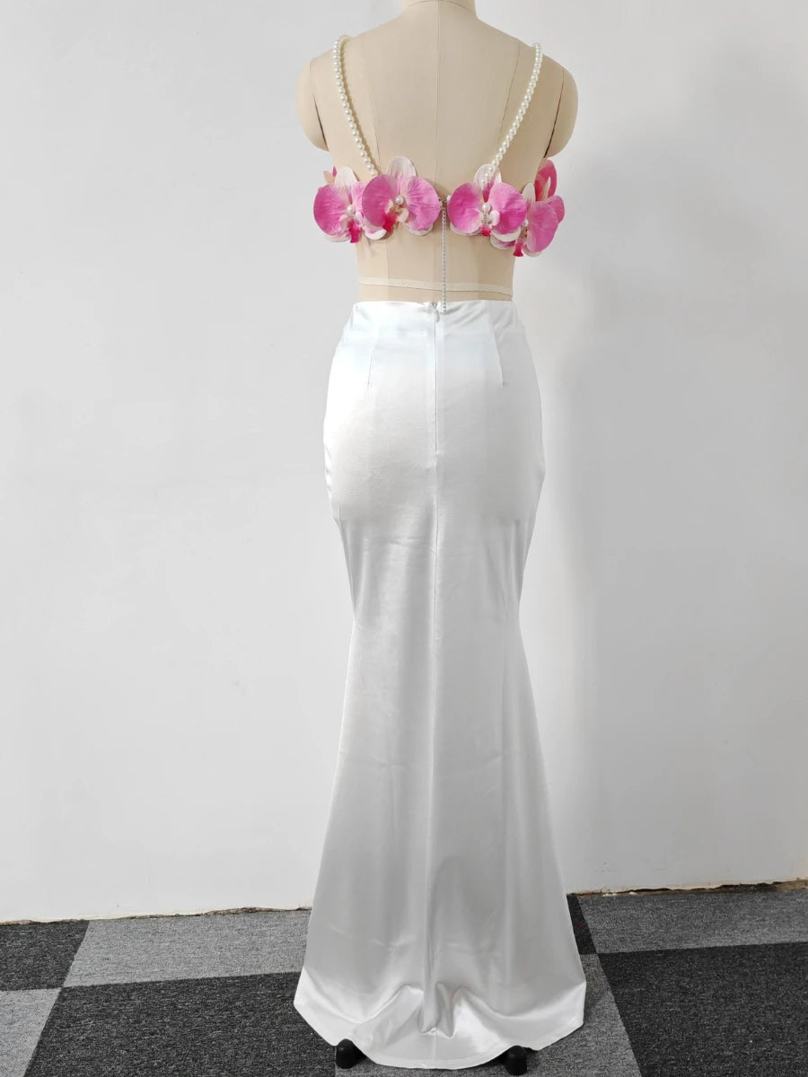 TWOTWINSTYLE Hit Color Spliced Applique Two Piece Sets for Women Square Neck Sleeveless Vest High Waist Skirt Elegant Set Femlae