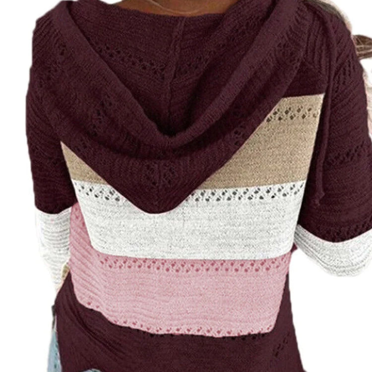 Women's Hooded Sweatshirt Women's Knitted Sweater Long Sleeve Knitted Hooded Sweater