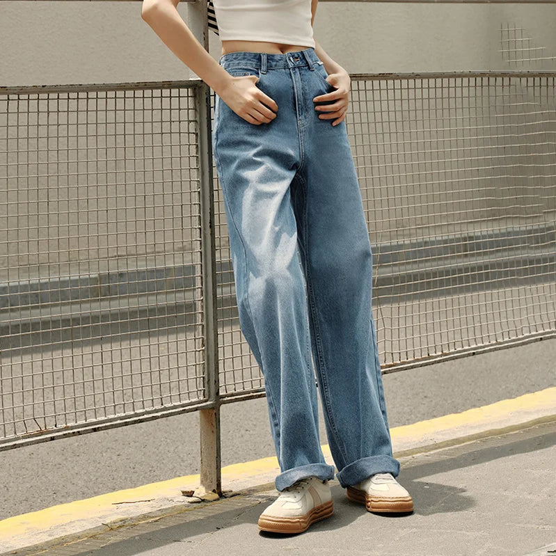 Women Jeans Autumn New Wide-leg Pants Street Mopping Retro Fringe Jeans