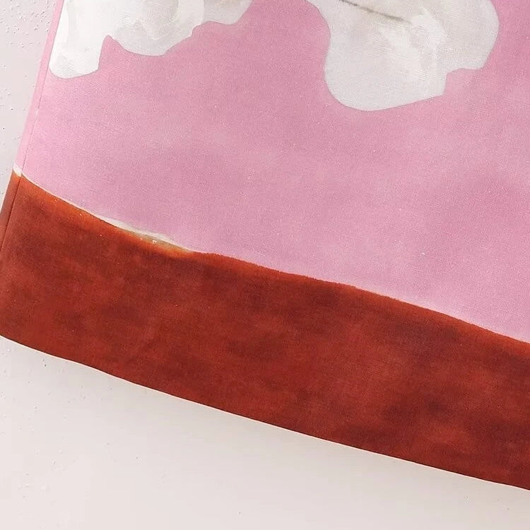 TRAF GAL Summer Spliced Pink Pinted Women Midi Long Skirts Zipper High Waisted Female Split Behind Pencil Skirt Y2K Bottoms