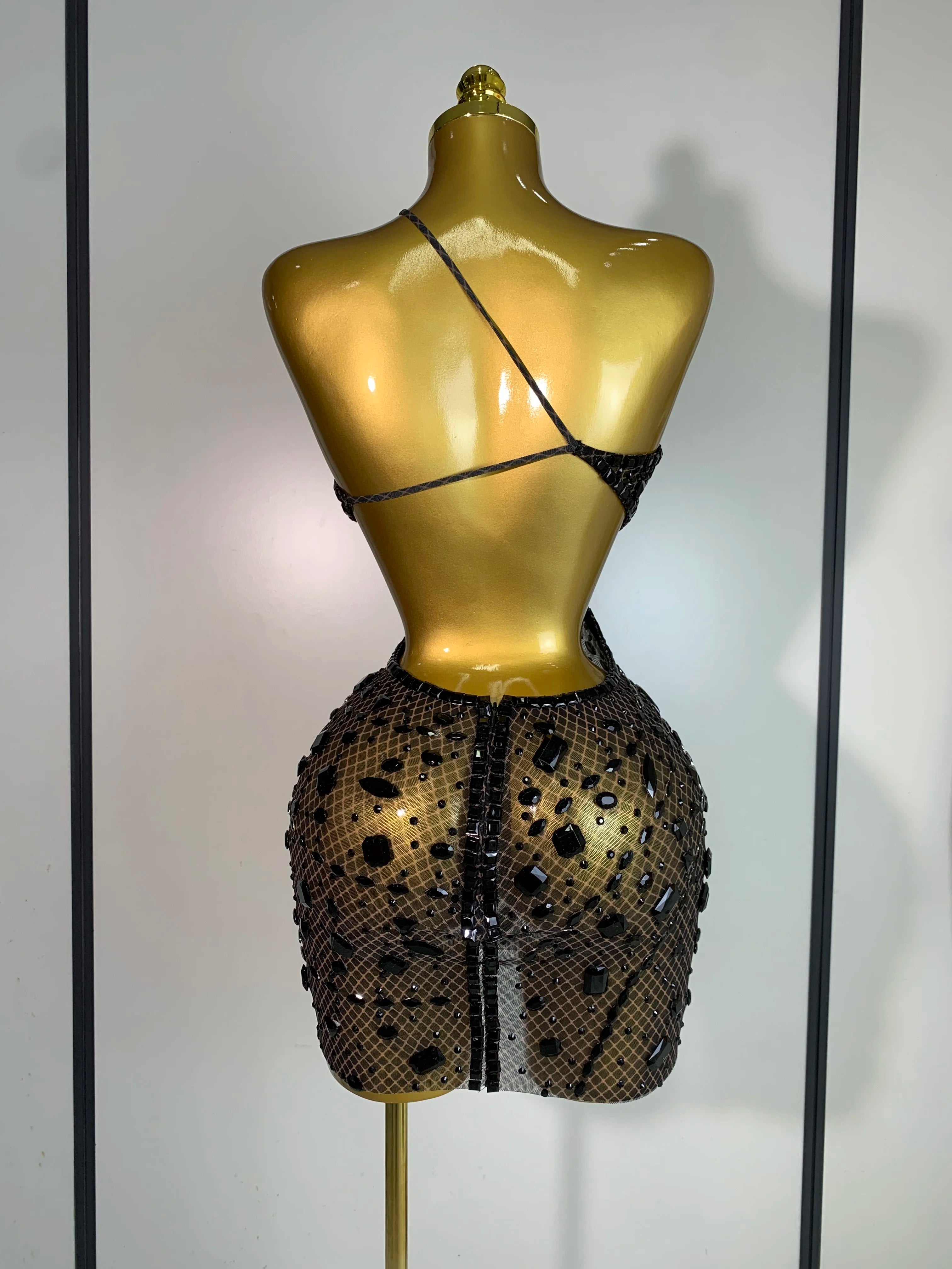 Arrival Women 2025 Sexy Backless Hollow Out Diamond Evening Prom Gown Birthday Luxury Celebrate Stage Nightclub Outfit