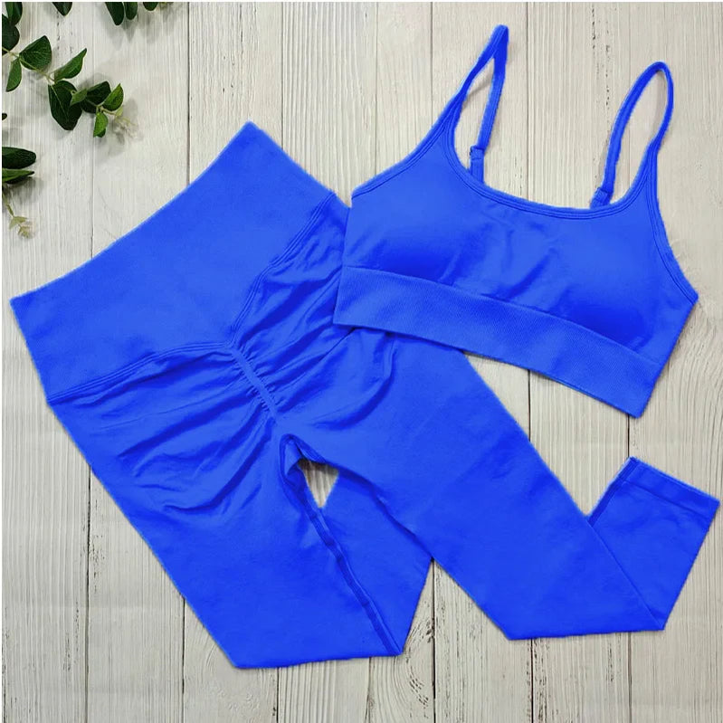 Sportswear Women Seamless Sports Clothing Fitness Suit Yoga Set Workout Clothes For Women Gym Outfit Wear Tracksuit Activewear Dark Blue set