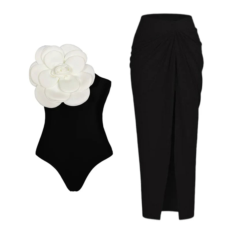 ZAFUAZ Sexy Swimwear Printd Flower Push Up Bikini Set Brazilian Skirt Women Swimsuit Beachwear Bathing Suit Dress Monokini