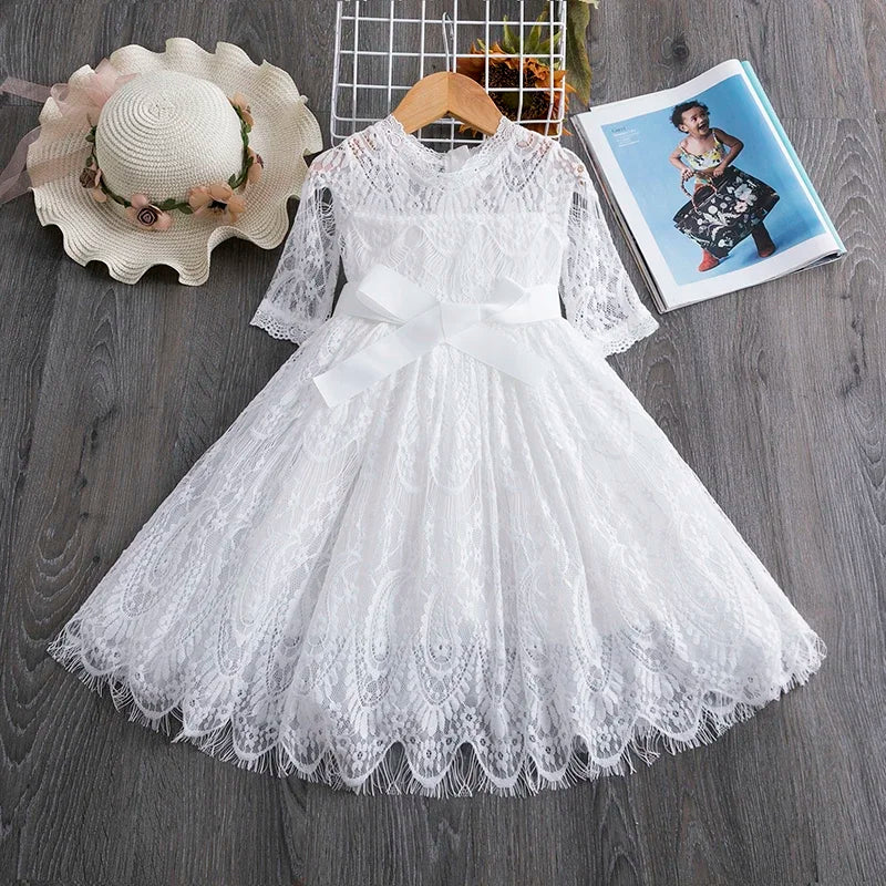Girls Knitted Dress New Year Autumn Winter Clothes Reindeer Kids Dress For Girls Princess Costume Warm Christmas Dresses 3 8T 481 White