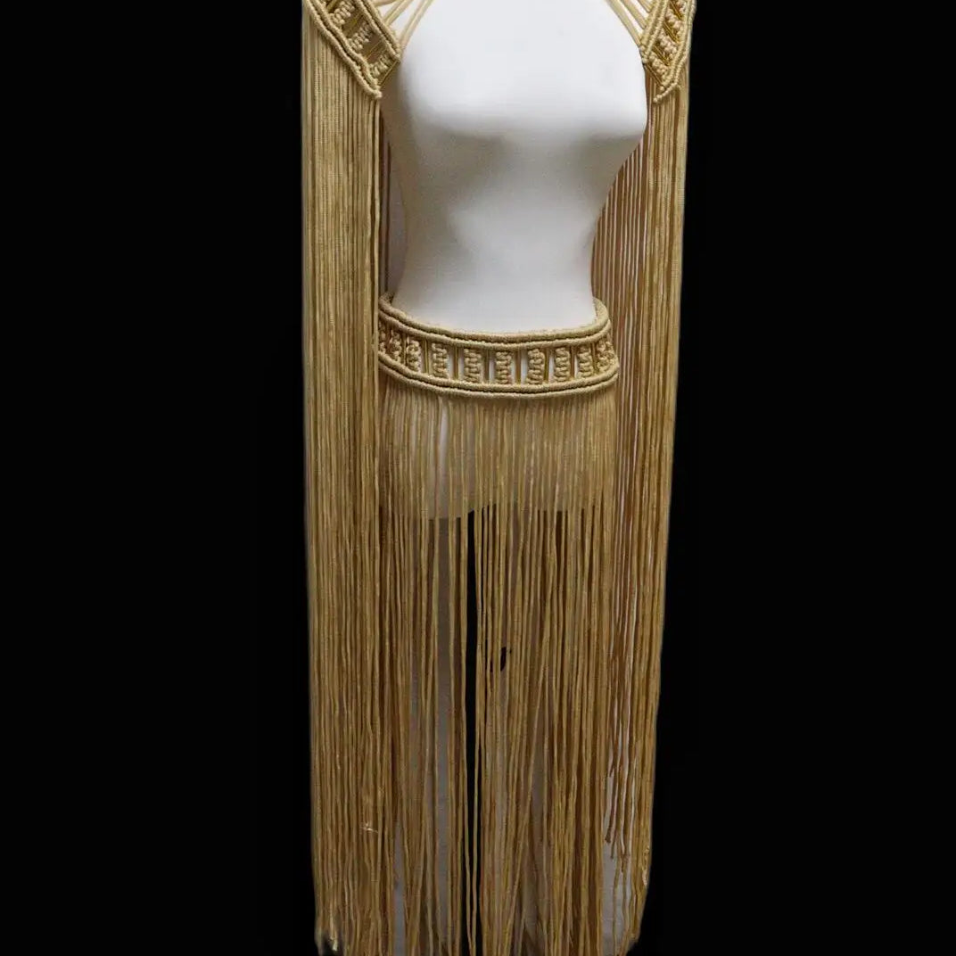 Tassel Hand Crochet Knitted Women Bikini Cover Ups 2023 Summer Holiday Beach Bathing Suit Sexy Hollow Out Skirts Matching Set A03khaki One Size