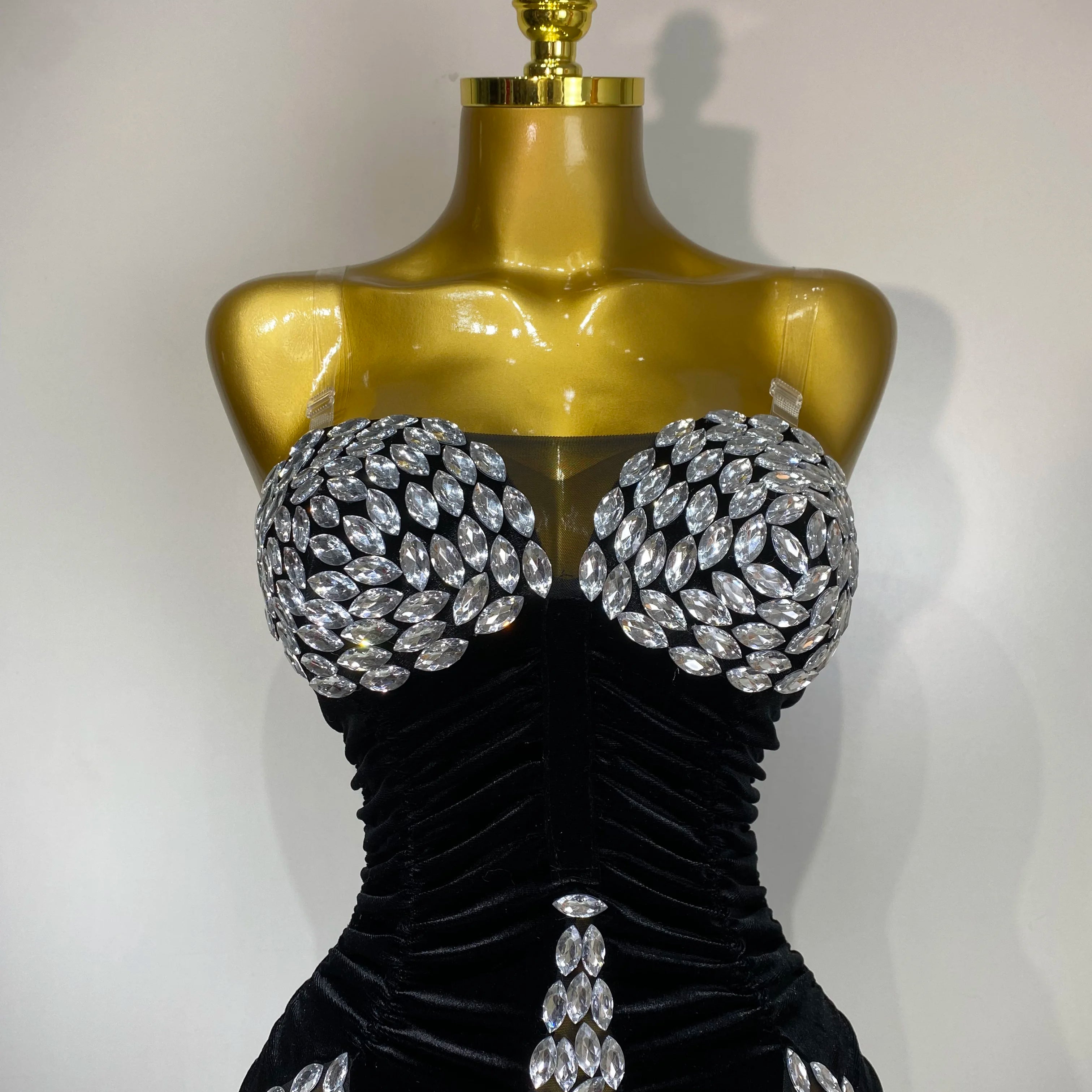 Women Sexy Bodycon Mini Dress Nightclub Elegant Evening Party Birthday Dress 2025 Celebrity Singer Shining Diamond Stage Costume