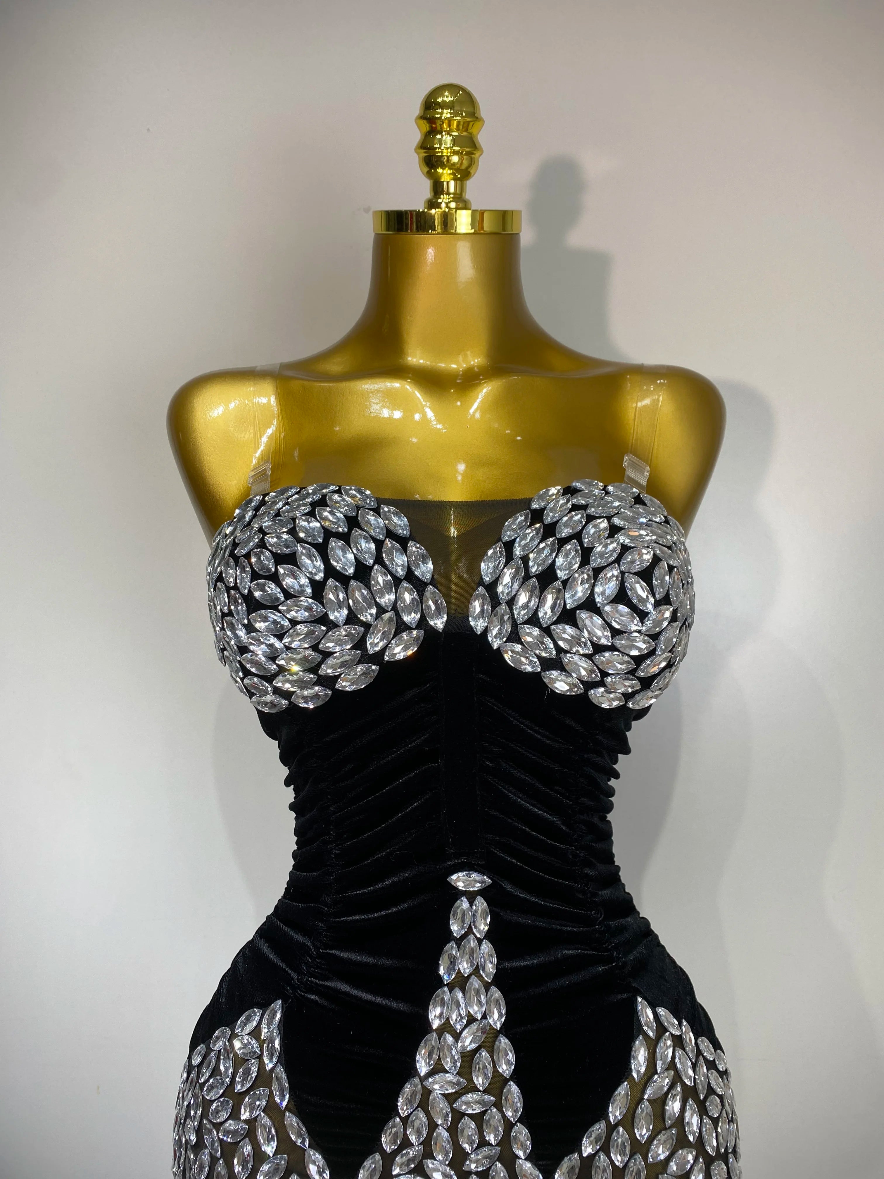 Women Sexy Bodycon Mini Dress Nightclub Elegant Evening Party Birthday Dress 2025 Celebrity Singer Shining Diamond Stage Costume