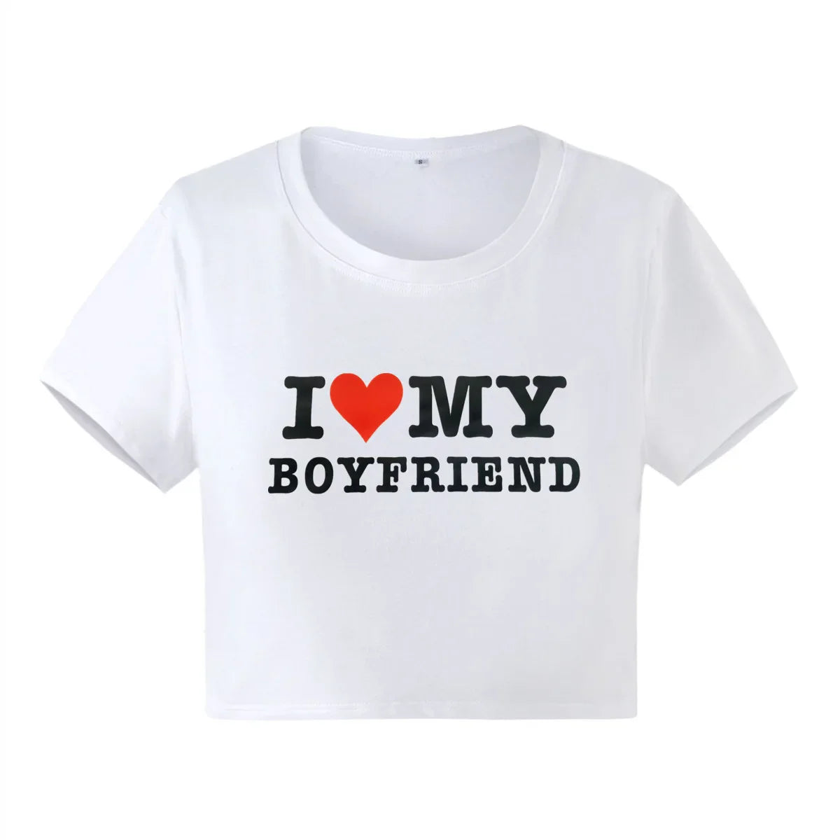 I LOVE MY BOYFRIEND Summer Fashion Girls Cotton Crop Tee Short Short Sleeve Women T-Shirt TS-1195 1