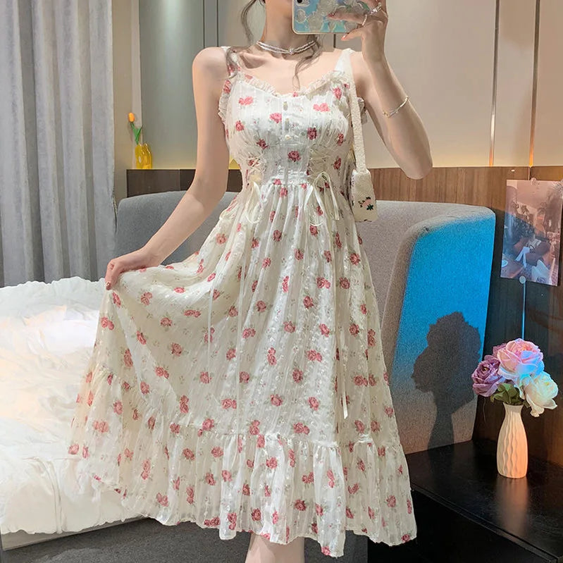 Korea Asymmetric Thickened Knitted Sweater Pullover Fashion Print Strap Dress Two Piece Elegant Women's Party Dress dress 01