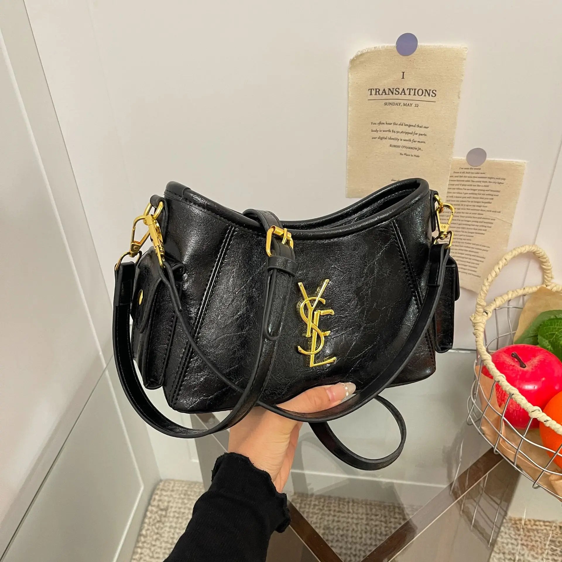 French Style Vintage Shoulder Bag, Women's Autumn Winter Leather Crossbody Purse, Elegant Spacious Tote for Daily & Commute