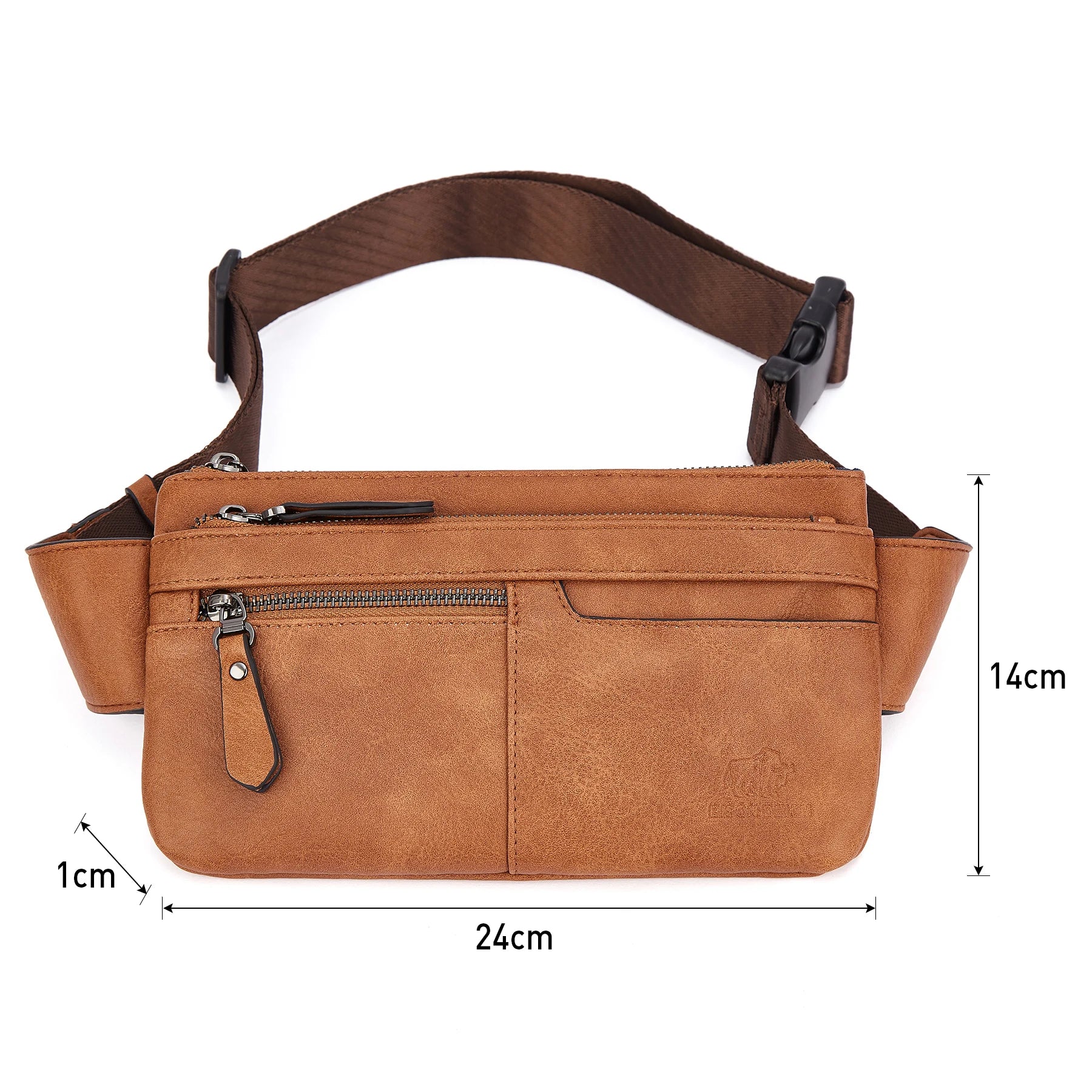 Leather Waist Bag Cell Phone Bags Men Women Travel Bag Retro Chest Purse Lightweight Casual Shoulder Bag