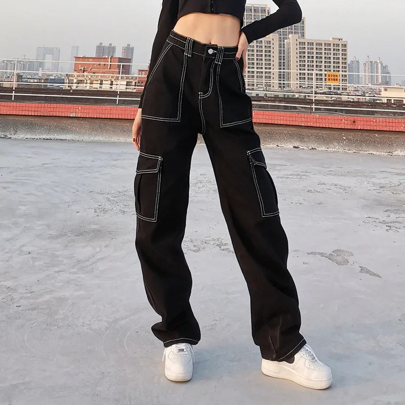 Christmas Y2K Clothing Street Fashion Workwear Straight Trousers High Waist Slimming Loose Khaki Jeans for Women